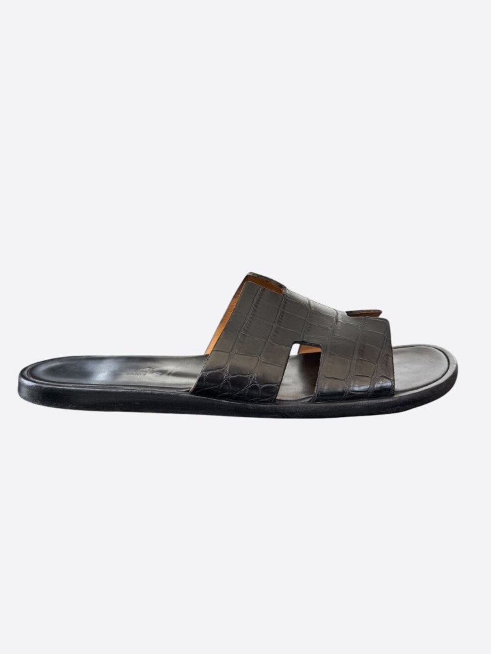 Hermes Black Crocodile Izmir Sandals